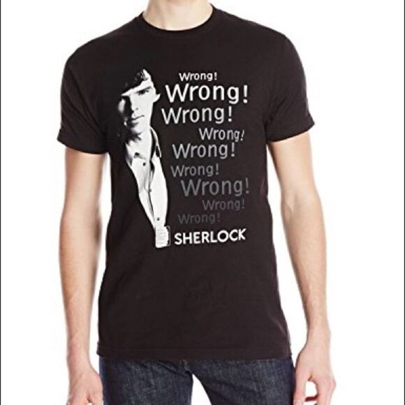 Sherlock Holmes BBC WRONG WRONG WRONG T-SHIRT - Picture 2 of 2